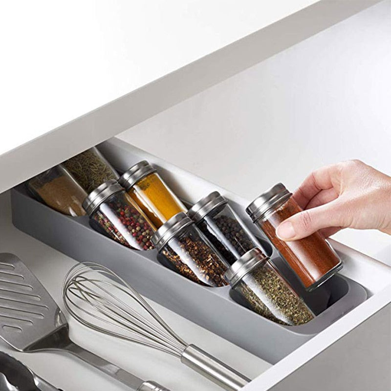 8 Grid Spice Storage Rack Cupboard Drawer Organizer