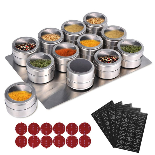 Magnetic Spice Jars Wall Mounted Stainless Steel Rack