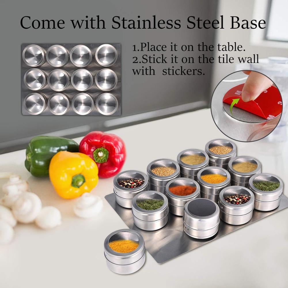 Magnetic Spice Jars Wall Mounted Stainless Steel Rack