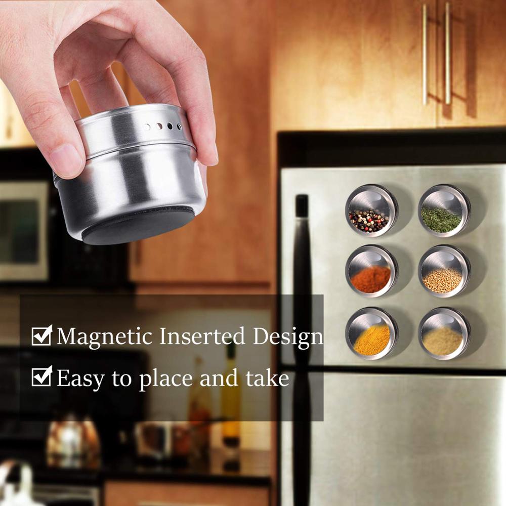 Magnetic Spice Jars Wall Mounted Stainless Steel Rack