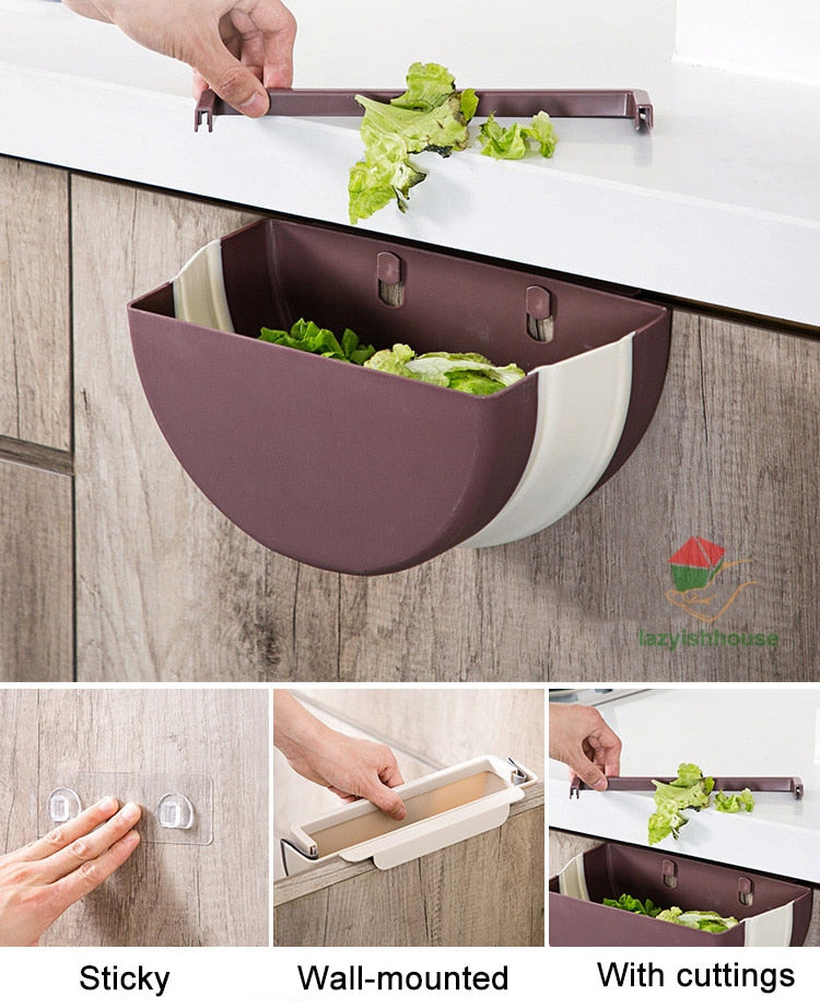 Large Foldable Kitchen Trash Detachable Wall Container