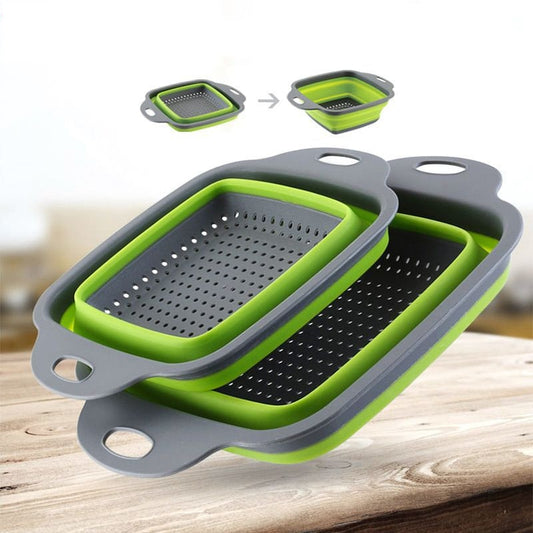 Space Saving Silicone Folding Colander Basket Fruit Vegetable Washing Basket Foldable Strainer Colander Collapsible Drainer