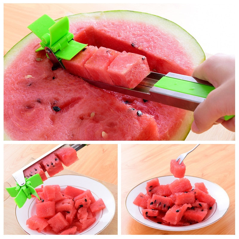 Watermelon Cutter Stainless Steel Windmill Design Kitchen Gadgets Fruit Slicer Cutter Tool