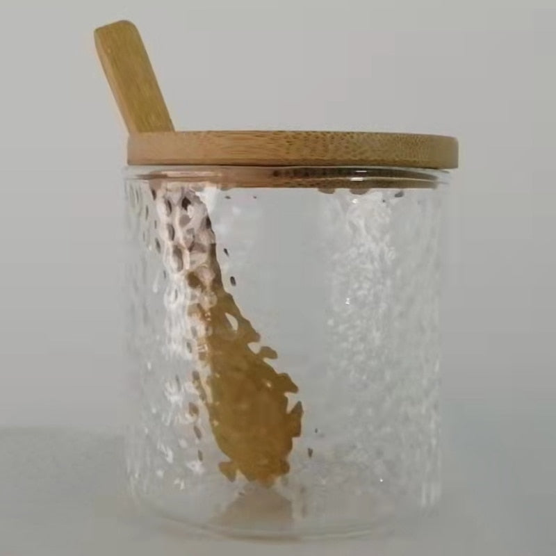 Japanese Style Hammered Glass Storage Jar Set